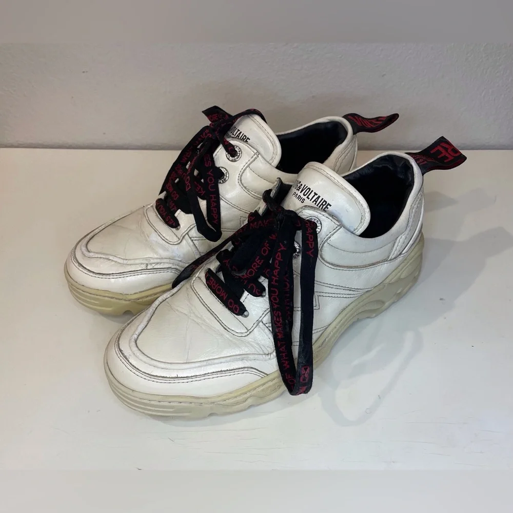 Zadig & Voltaire Women’s Blaze Stylish White Leather Sneakers Size‎ 7.5 (38)